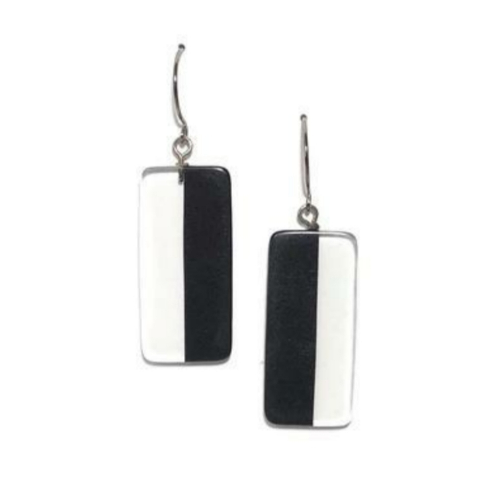 ♻️Black & Clear Geometric Rectangle Drop Earrings
